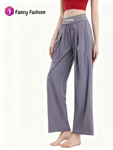 Fancy Women's High Waist Wide Leg Yoga Pants Pleated Design Loose Fit for Gym Lounge & Casual Wear